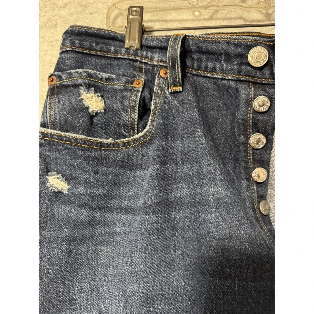 Levi's 501 Women's 31x26 Distressed Straight Leg Denim Dark Wash Ankle